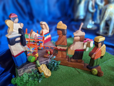 El conjunto del pasito refleja personajes y escenas muy costarricenses.